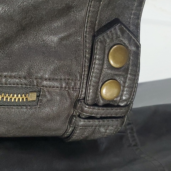 Blank Noir Vegan Leather Moto Jacket Extra Large XL Dark Green - Picture 7 of 16